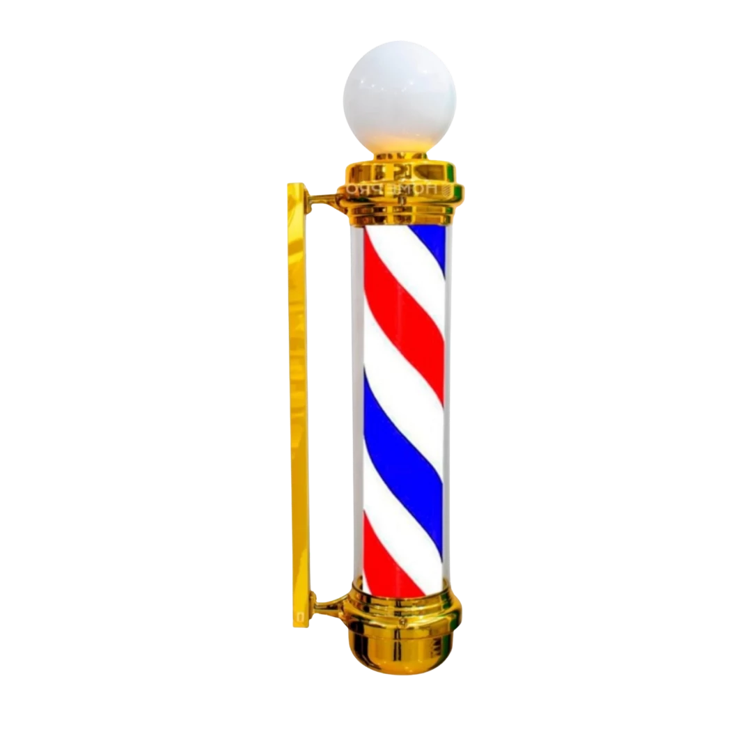 POLE BARBER CLÁSICO CON ESFERA DORADO 85CM