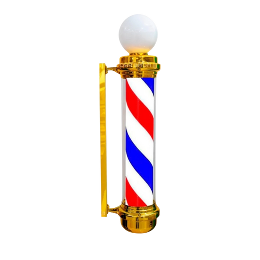 POLE BARBER CLÁSICO CON ESFERA DORADO 85CM